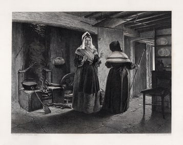 1800s WILLIAM DOUGLAS Engraving LADY MARGARET Signed Framed