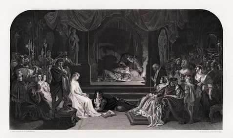 Daniel Maclise 1854 Engraving Hamlet Signed Framed