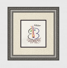 1968 Pablo Picasso Color Lithograph "Face" SIGNED Gallery Framed