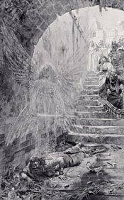 ROCHEGROSSE 1800s Antique Print Nebuchadnezzar and the Angel SIGNED Framed