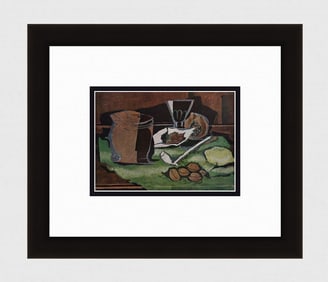 1956 BRAQUE SIGNED Vintage Lithograph Lemons, Nuts & Tobacco Gallery Framed