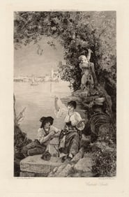 Henry Woods Cupid's Spell 1908 Etching Signed