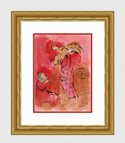 1960 Marc Chagall Lithograph Ruth Gleaning Framed