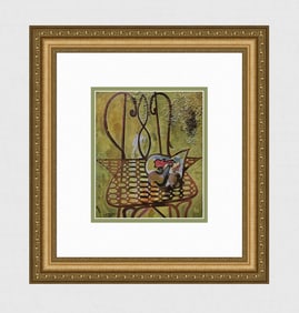 BRAQUE 1956 SIGNED Vintage Color Print Fruits sur une Chaise FRAMED