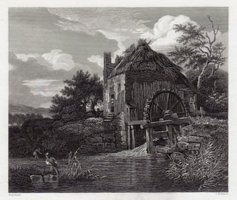 Jacob Isaackszoon van Ruisdael The Water Mill 1834 Engraving Signed