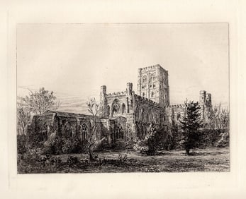 Sir Ernest George St. Alban's Abbey etching signed
