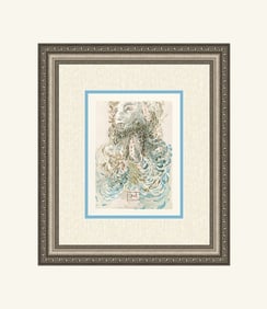 Salvador Dali 1960 Woodcut Signed Framed