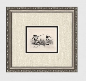 1920 CALLOT LIMITED Engraving "Costume Dancers in the Public Square" FRAMED