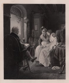 John Callcott Horsley 1800s Engraving Pride of the Village Framed Signed