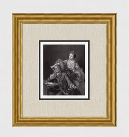 1800s William HOGARTH Engraving "Garrick & His Wife" SIGNED Framed COA