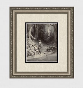 Gustave Dore Adam & Eve Judged (Milton's Paradise Lost) c. 1880 Wood Engraving Signed