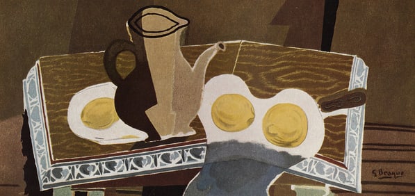 1956 Georges Braque Vintage Lithograph Pitchet, Verre et Citrons Framed Signed