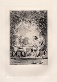 Jean-Honore FRAGONARD 1800s Etching LES TROQUEURS Limited Framed