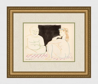 Pablo Picasso 1954 La Comedie Humaine Color Lithograph Framed