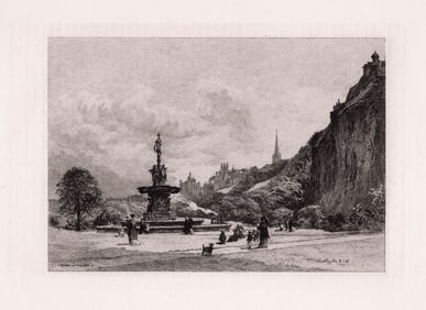 William Ewart Lockhart Prince's Street Gardens etching signed