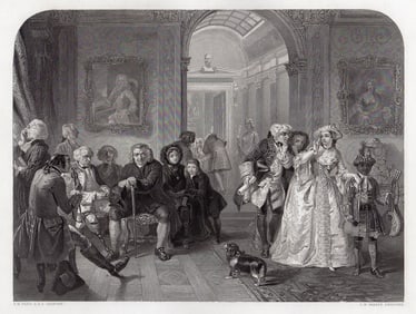 1853 Edward Matthew Ward Dr. Johnson in the Ante-Room of Lord Chesterfield engraving signed
