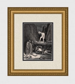 Incredible 1800s DORE Divine Comedy Woodcut "Bertran de Born" Framed Signed COA