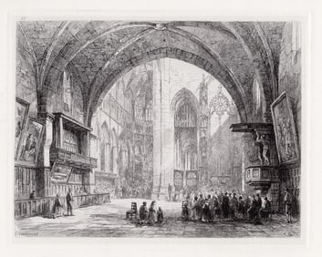 Sir Ernest George Toulouse. Cathedral of St. Etienne etching signed