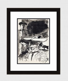 PABLO PICASSO 1961 Vintage Lithograph Bullfighter FRAMED