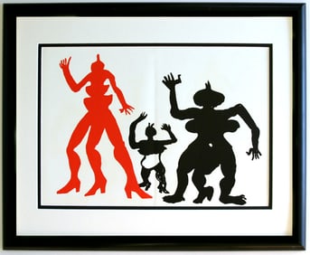 Alexander Calder Original Figures 1975 Lithograph Framed