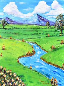 Arthur Kinslow Orginal Painting Mountain View 30 x 40 Inches