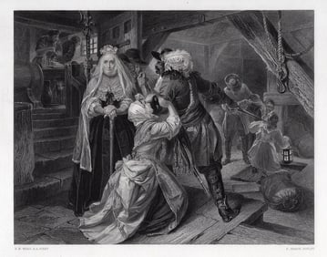 Edward Matthew WARD 1800s Engraving "Alice Lisle" SIGNED FRAMED