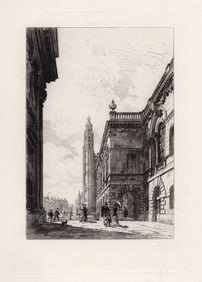 Alfred Louis Brunet-Debaines The Senate House 1880 etching