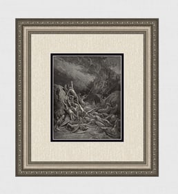 Gustave Dore Nine Days they Fell (Milton's Paradise Lost) c. 1880 Woodcut Signed