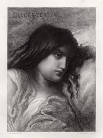 1800s Jean-Francois Portaels Engraving BULGARIA Framed Signed