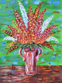 Arthur Kinslow Large Original Painting Snapdragons 30 x 40 Inches