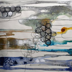 Rikki Drotar Mixed Media Painting True Botanical I 30 x 30 inches