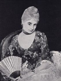 Gustave Courtois 1800s Antique Print Lady Ninon Framed