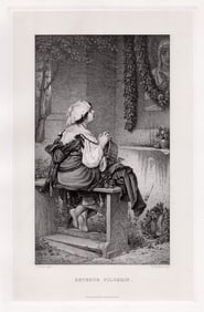 Gustav Adolf Kuntz Betende Pilgerin (Praying Pilgrim) 1887 engraving