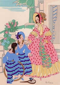 SIGNED Ro Keezer Color Pochoir Time for Play FRAMED