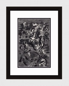 1960 Marc CHAGALL Antique Religious Print FORTY DAYS & NIGHTS Framed