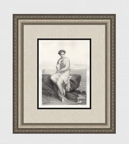 Jean-Ernest Aubert Daydreaming 1878 engraving signed