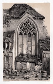 Victor Petit Original 1800s Lithograph St. Jean-Le-Bas Aisne Signed Framed