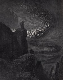 Gustave Dore Storm of Souls (Dante's Divine Comedy Enferno) c. 1880 Woodcut