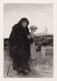 1884 Arthur Hardwick Marsh Homeless etching signed