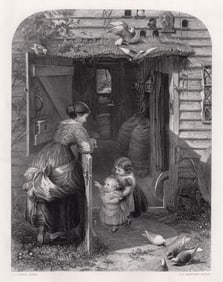 1869 Charles James Lewis The Mill Door engraving signed