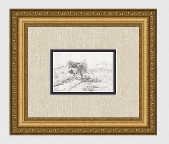 1800's Hepburn Drawing Ariccia Roman Ruins