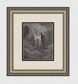 Gustave Dore Creation and Providence (Milton's Paradise Lost) c. 1880 Woodcut Signed