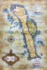 Original Julius Salazar Pine Island Map Gallery Painting 24 x 36 Inches