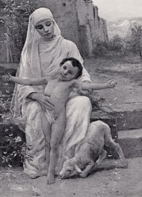 Virginie Demont-Breton 1800s Antique Print The Messiah SIGNED Framed