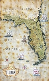 Original Salazar Florida Map Gallery Painting 40 x 60 inches