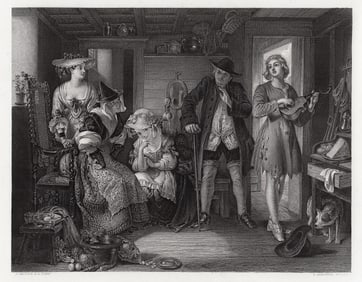 1857 Antique Engraving Daniel Maclise A Scene from Midas signed