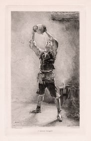 William Turner Dannat 1893 etching A Spanish Smuggler signed