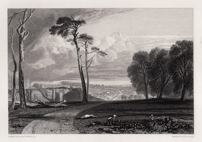 William TURNER SIGNED 1800s Etching BATTLE SUSSEX Framed