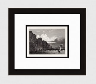 1834 Oakley Engraving Palisade on the Hudson Framed