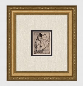 REMBRANDT 1800s Etching B183 Beggar Man & Beggar Woman Signed DURAND